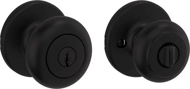 Alt view image 5 of 7 - Kwikset Cove Entry Door Knob with Lock and Key, Secure Keyed Handle Exterior Doorknob, Front Entrance and Bedroom, Matte Black, Pick Resistant SmartKey Rekey Security
