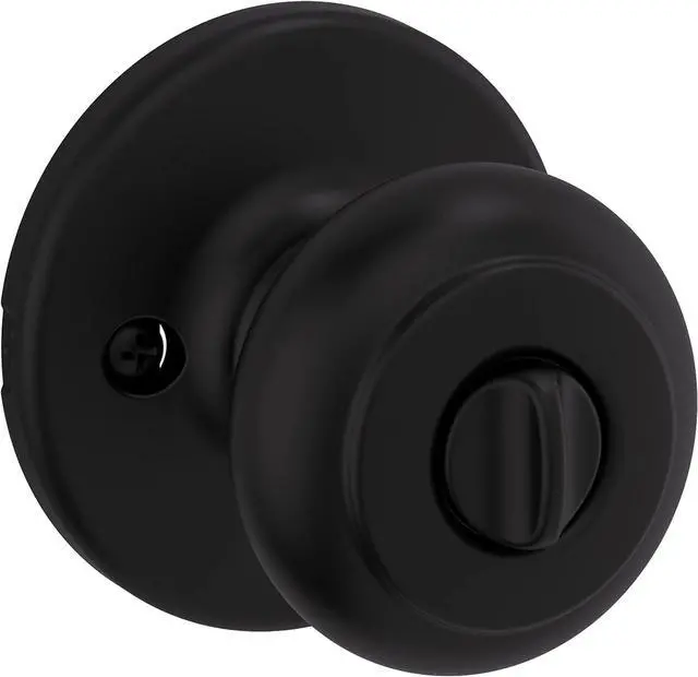Alt view image 4 of 7 - Kwikset Cove Entry Door Knob with Lock and Key, Secure Keyed Handle Exterior Doorknob, Front Entrance and Bedroom, Matte Black, Pick Resistant SmartKey Rekey Security