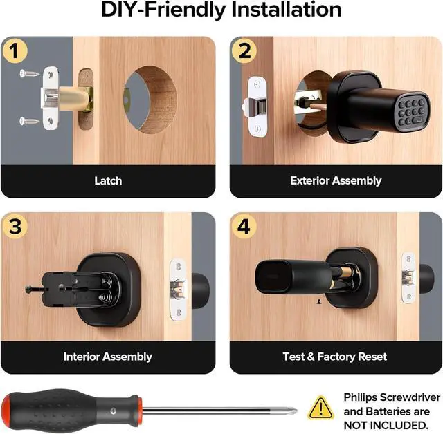Alt view image 7 of 7 - Fingerprint Door Lock with Keypad Door Knob, HomeKit Lock Over , HomeKit Hub ,   Smart Lock for Interior Door, Bedroom, Office, MK1 Black