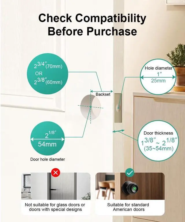 Alt view image 5 of 7 - Fingerprint Door Lock, Smart Fingerprint Door Knob with Lock, Biometric Door knob with App Control & Key, Keyless Thumbprint Entry Door Lock for Bedroom, Front Door, Home, Apartment Office and Garages