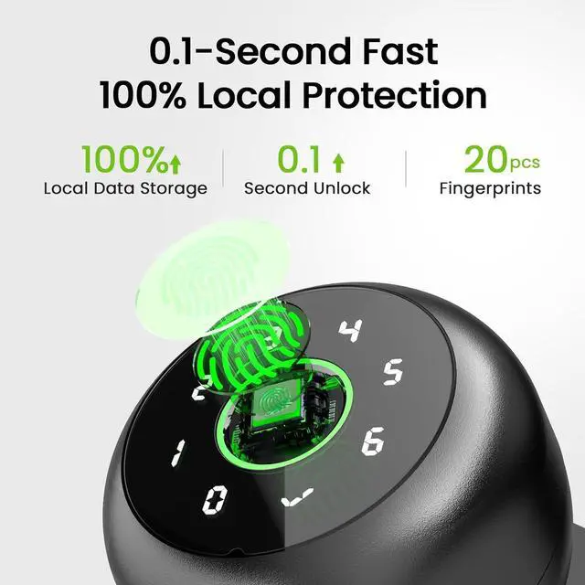 Alt view image 3 of 7 - 4-in-1 Smart Door Knob Fingerprint Door Lock with Keypad, Biometric & App Control, Keyless Entry for Room, Garage, Office, Apartment, Local Data Storage