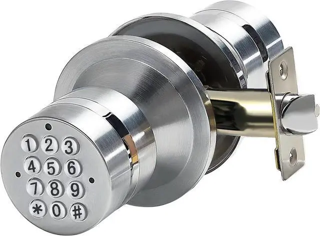 Main image of Keyless Electronic Entry Door Knob, Keypad Smart Door Knob, Interior Door Handle with Lock, Automatic Locking, Battery Backup, Backlight, Easy Installation, Great for Home, Hotel and Office1