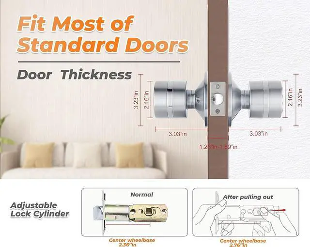 Alt view image 3 of 7 - Keyless Electronic Entry Door Knob, Keypad Smart Door Knob, Interior Door Handle with Lock, Automatic Locking, Battery Backup, Backlight, Easy Installation, Great for Home, Hotel and Office1