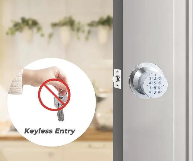 Alt view image 5 of 7 - Keyless Electronic Entry Door Knob, Keypad Smart Door Knob, Interior Door Handle with Lock, Automatic Locking, Battery Backup, Backlight, Easy Installation, Great for Home, Hotel and Office1