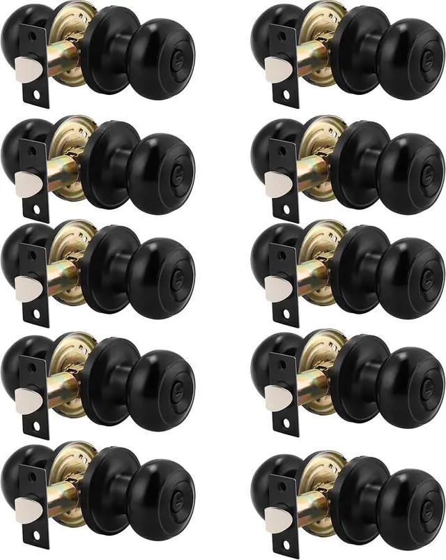Main image of Probrico 10 Pack Round Privacy Door Knob(Thumb Turn Lock on The Inside), Keyless Doorknobs Interior/Exterior Lockset,Privacy Knobs for Bedroom/Bathroom,Black Modern Design Door Hardware