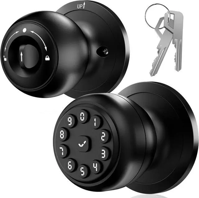 Main image of Keypad Smart Door Knob Lock, Keyless Entry Door Lock with Handle - Auto Lock for Front Door - Electrionic Code Door Lock for Bedrooms, Home Office, Garage, Apartment - Easy Installation