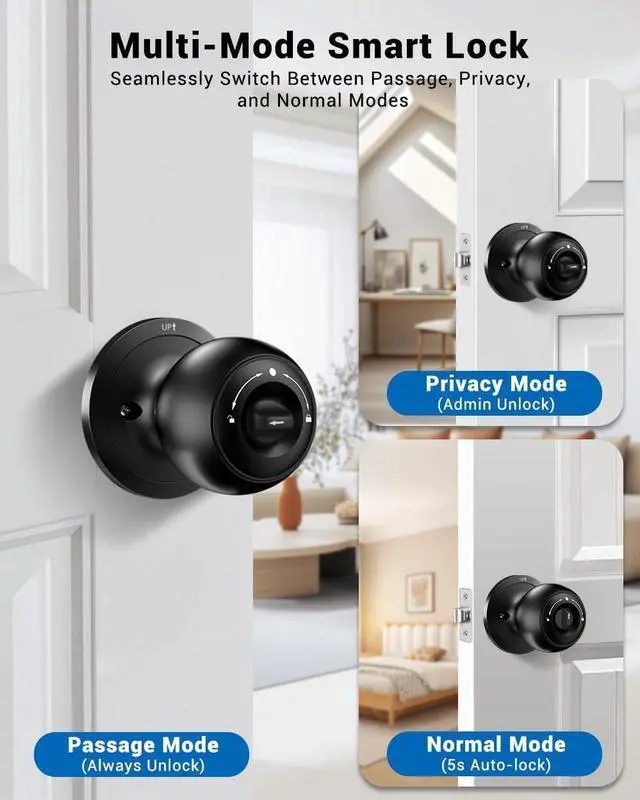 Alt view image 7 of 7 - Keypad Smart Door Knob Lock, Keyless Entry Door Lock with Handle - Auto Lock for Front Door - Electrionic Code Door Lock for Bedrooms, Home Office, Garage, Apartment - Easy Installation