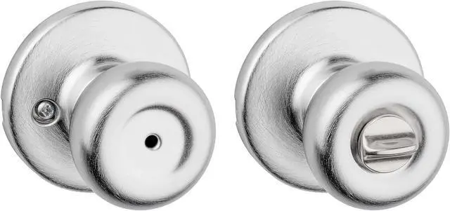 Main image of Kwikset Tylo Interior Privacy Door Knob with Lock, Door Handle For Bathroom and Bedroom, Satin Chrome Keyless Turn Lock Doorknob, 1 Count (Pack of 1)
