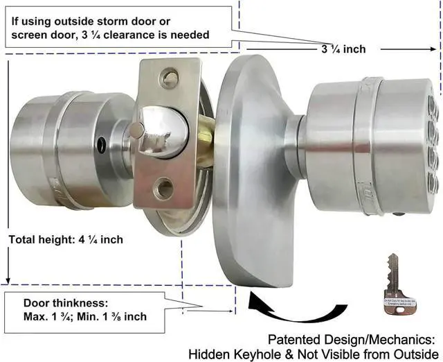 Alt view image 3 of 6 - SoHoMiLL® Electronic Keypad Door Knob SoHo Mill® and Lock Set with Backup Mechanical Key (Spring Latch Lock; Not Deadbolt; Not Phone Connected), Single Front keypad YL 99 Upgraded Model-B