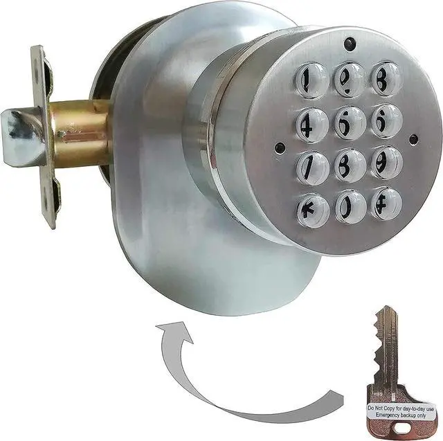 Alt view image 6 of 6 - SoHoMiLL® Electronic Keypad Door Knob SoHo Mill® and Lock Set with Backup Mechanical Key (Spring Latch Lock; Not Deadbolt; Not Phone Connected), Single Front keypad YL 99 Upgraded Model-B