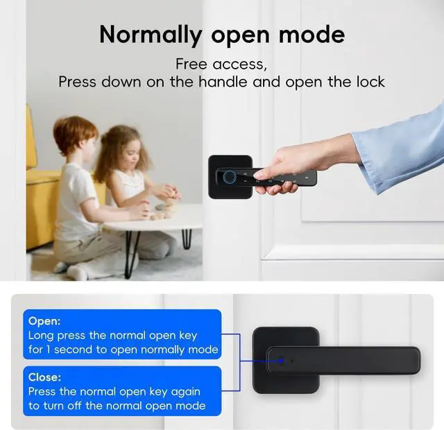 Alt view image 4 of 6 - Smart Door Knob with Key & Keypad, Bluetooth Keyless Entry, Biometric Fingerprint Door Lock - Privacy & Passage Doorknob Functions for Home, Bedroom, Office, and Apartment