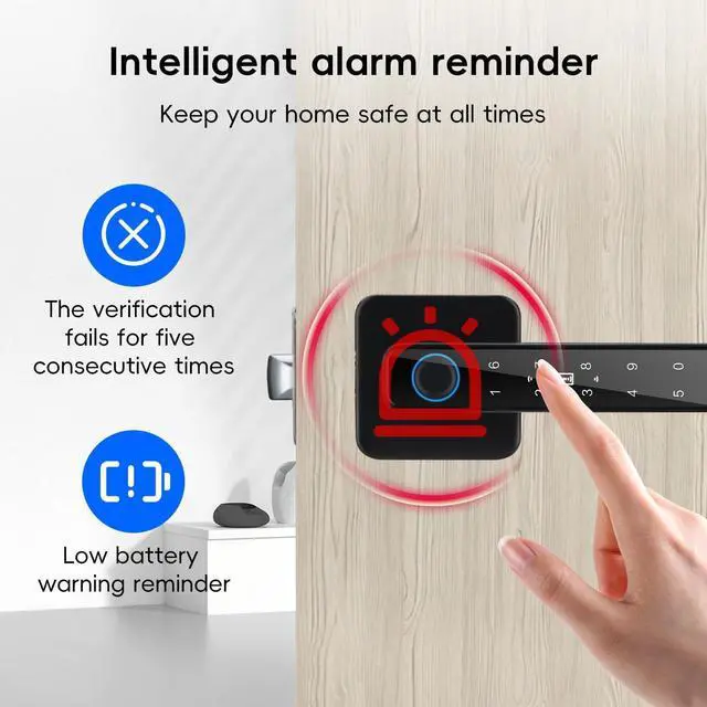 Alt view image 5 of 6 - Smart Door Knob with Key & Keypad, Bluetooth Keyless Entry, Biometric Fingerprint Door Lock - Privacy & Passage Doorknob Functions for Home, Bedroom, Office, and Apartment