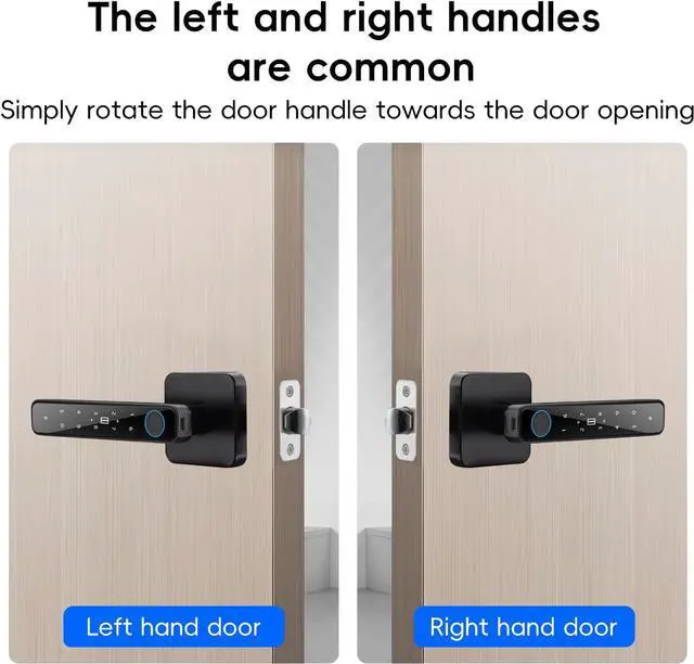 Alt view image 6 of 6 - Smart Door Knob with Key & Keypad, Bluetooth Keyless Entry, Biometric Fingerprint Door Lock - Privacy & Passage Doorknob Functions for Home, Bedroom, Office, and Apartment