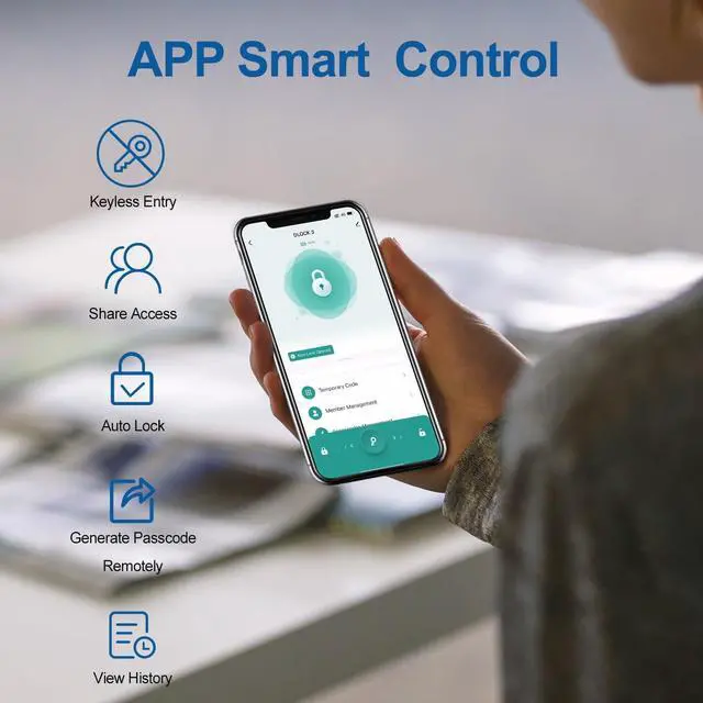 Alt view image 3 of 7 - Fingerprint Door Lock, 5 in 1 Finger Print Door Knob with Smart APP/Fingerprint/IC Cards/Password/Backup Keys, Smart Door Knob with Keypad for Bedroom, Office, Apartment, Starry Grey