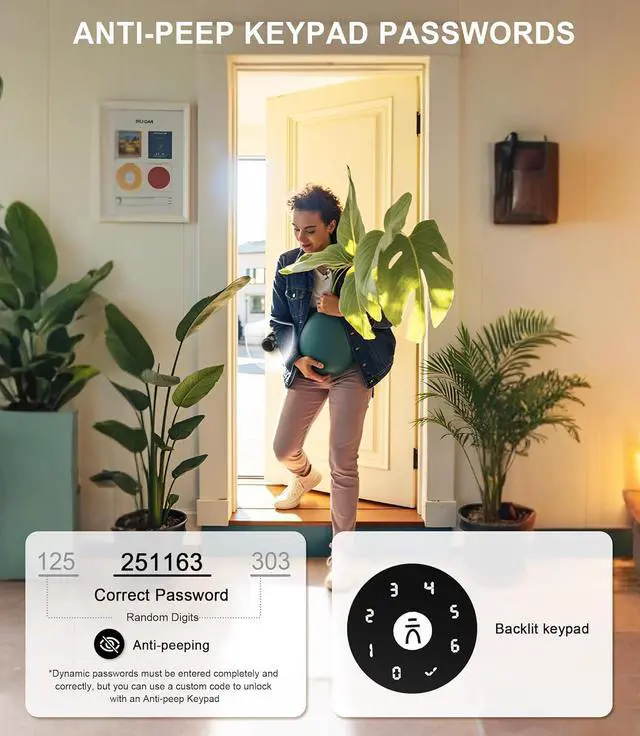 Alt view image 5 of 7 - Smart Keypad Door Lock with Handle, Fingerprint Door knobs with Lock, Auto Door Lock with Code and App, Keyless Biometric Door Knob for Bedroom, Front Door, Smart Home, Apartment, Local Data Storage