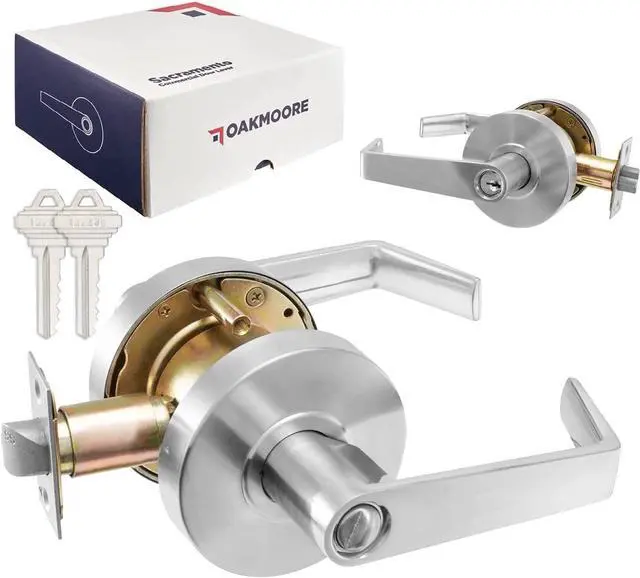 Main image of Commercial Entry Door Handle Locks | Heavy Duty Commercial Door Handle | Commercial Door Locks Knob Grade 2 | Offices, Schools, Industrial Use | UL CUL & ADA | Satin Finish | ANSI A156.2