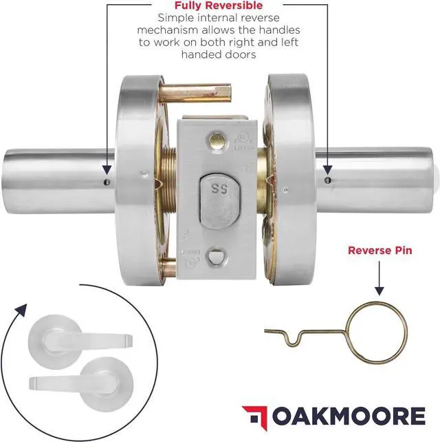 Alt view image 5 of 7 - Commercial Entry Door Handle Locks | Heavy Duty Commercial Door Handle | Commercial Door Locks Knob Grade 2 | Offices, Schools, Industrial Use | UL CUL & ADA | Satin Finish | ANSI A156.2