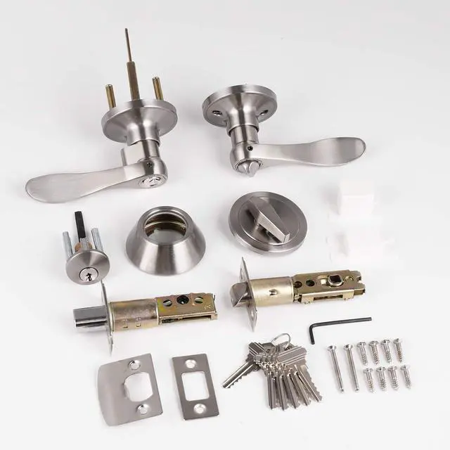 Alt view image 7 of 7 - 6 Pack-Front Door Entry Lever Lockset and Deadbolt Combination Set,keyed Alike Single Cylinder Deadbolts with Entry Door Lever Combo Pack,Nickel Door Hardware Exterior and Interior, Contractor Pack