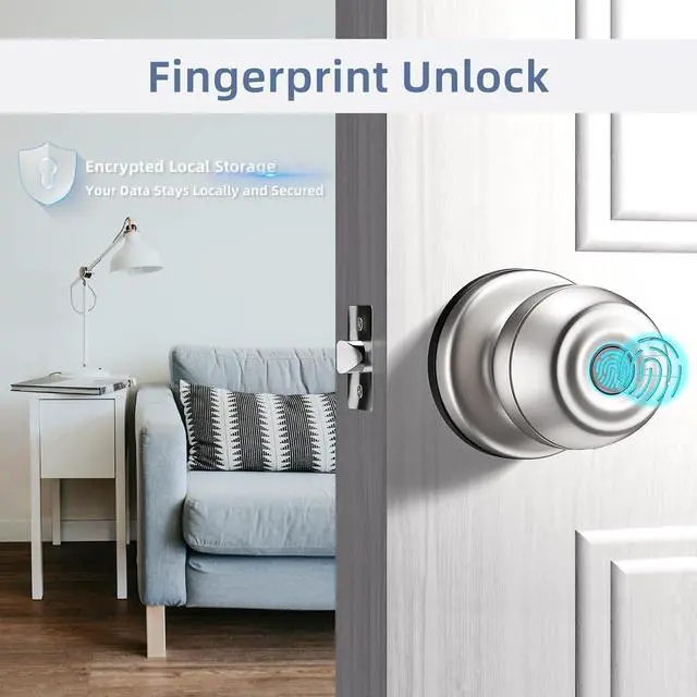 Alt view image 3 of 6 - Smart Door Knob,Fingerprint Door Knob,Biometric Smart Door Lock with App Control,Metal Alloy Door Knob,Easy Installation,Great for Bedrooms,Cloakroom,Apartments Offices,Hotel(Sliver)