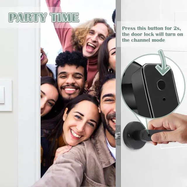 Alt view image 5 of 7 - Fingerprint Door Lock, Smart Fingerprint Door Knob, Keyless Entry Door Locks with Handle, Biometric Electronic Door Knobs with Keypad for Bedroom Home Apartment