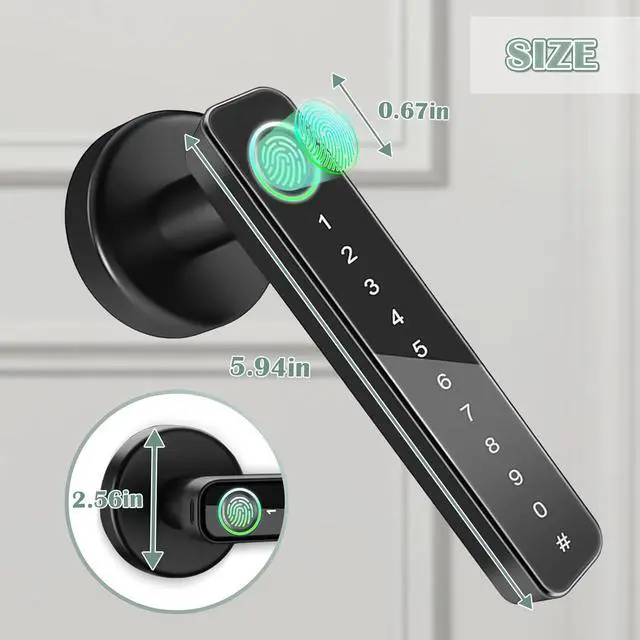 Alt view image 7 of 7 - Fingerprint Door Lock, Smart Fingerprint Door Knob, Keyless Entry Door Locks with Handle, Biometric Electronic Door Knobs with Keypad for Bedroom Home Apartment