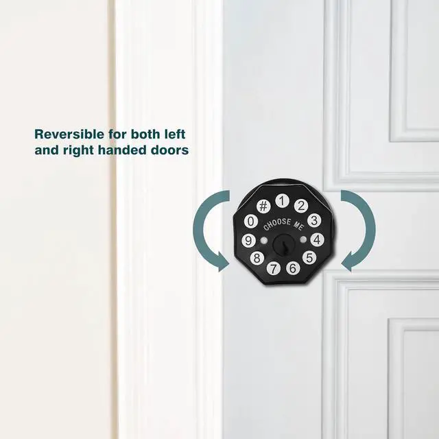 Alt view image 4 of 6 - Door Knob with Keypad and Key, Keyless Entry Door Lock,Smart Digital Knob Unlock by Passcode/Keys/USB backuplock,Electronic Door Knob for Home Bedroom Apartment Garage Office Security,Black