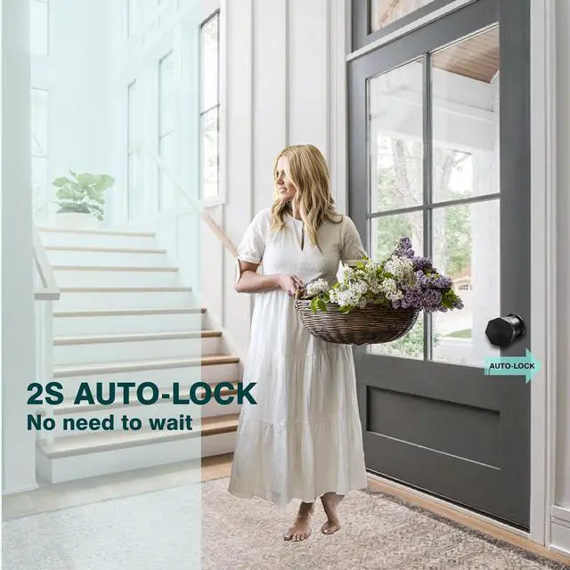 Alt view image 5 of 6 - Door Knob with Keypad and Key, Keyless Entry Door Lock,Smart Digital Knob Unlock by Passcode/Keys/USB backuplock,Electronic Door Knob for Home Bedroom Apartment Garage Office Security,Black