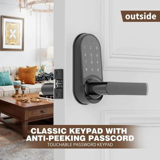 Alt view image 2 of 6 - Keyless Entry Door knob,Electronic Keypad Door Lock,Door Locks with keypads,Matte Black