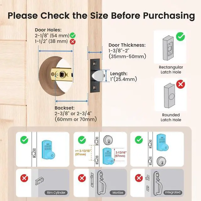 Alt view image 4 of 7 - Smart Door Knob with Keypad, Keyless Entry Door Lock for Front Door, Easy Passage Mode, One-time Code, Matte Black