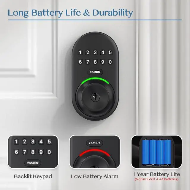 Alt view image 5 of 6 - Keypad Smart Door Knob Lock, Yamiry Keyless Entry Digital Lock with Handle, Electronic Code Knob for Front Door, Easy Installation