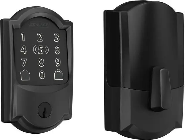 Main image of Schlage BE499WB CAM 622 Encode Plus WiFi Deadbolt Smart Lock, Keyless Entry Touchscreen Door Lock with Camelot Trim, Matte Black
