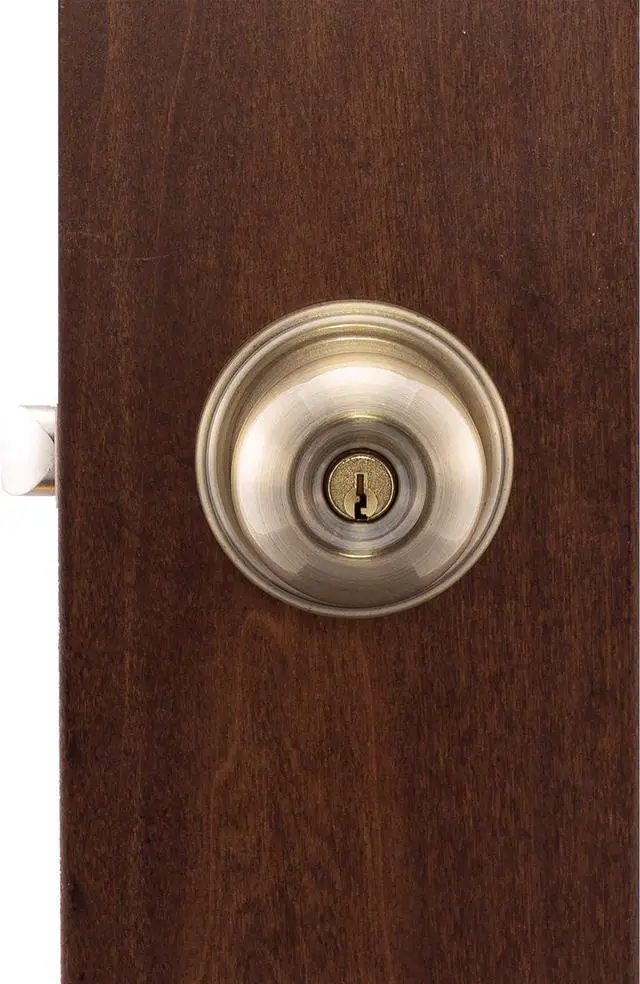 Alt view image 2 of 4 - Copper Creek BK2040AB Ball Door Knob, Keyed Entry Function, 1 Pack, in Antique Brass