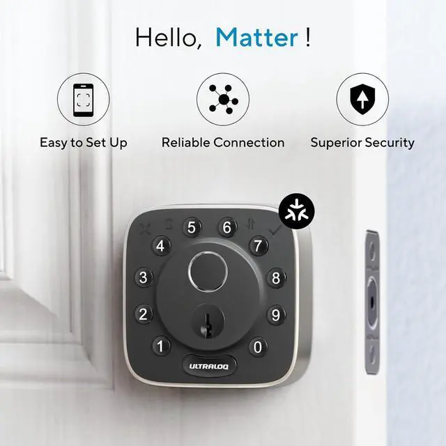 Alt view image 2 of 7 - ULTRALOQ Bolt Fingerprint Matter Smart Lock with Door Sensor, Works with Apple Home, Alexa, Google Home, SmartThings, Matter Over Thread, Smart Deadbolt Lock for Front Door, BHMA Grade AAA Certified