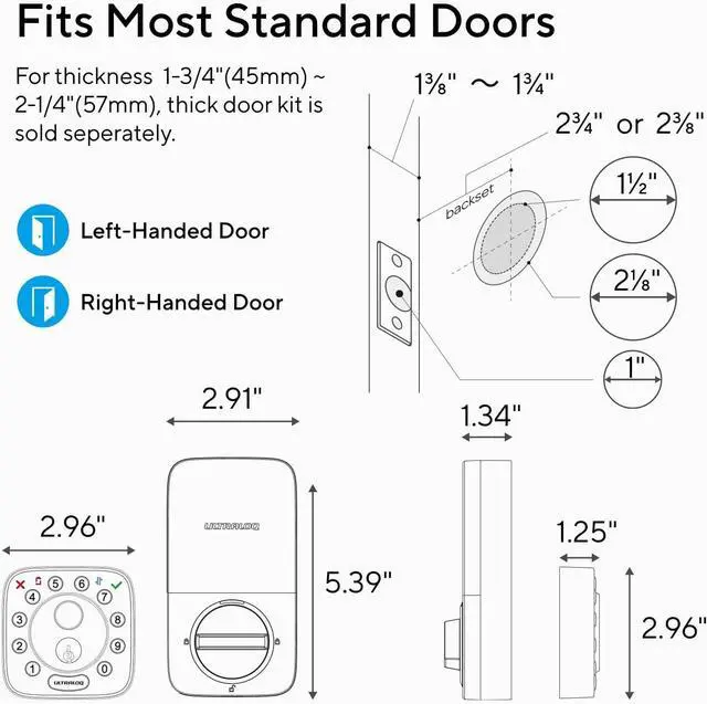 Alt view image 7 of 7 - ULTRALOQ Bolt Fingerprint Matter Smart Lock with Door Sensor, Works with Apple Home, Alexa, Google Home, SmartThings, Matter Over Thread, Smart Deadbolt Lock for Front Door, BHMA Grade AAA Certified