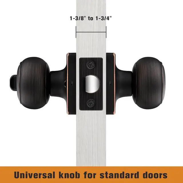 Alt view image 5 of 6 - Probrico Square Doorknobs Privacy Door Handles, Bedroom Door Knobs with Lock, Oil Rubbed Bronze Interior Door Knob for Bathroom, Stainless Steel, 3 Pack