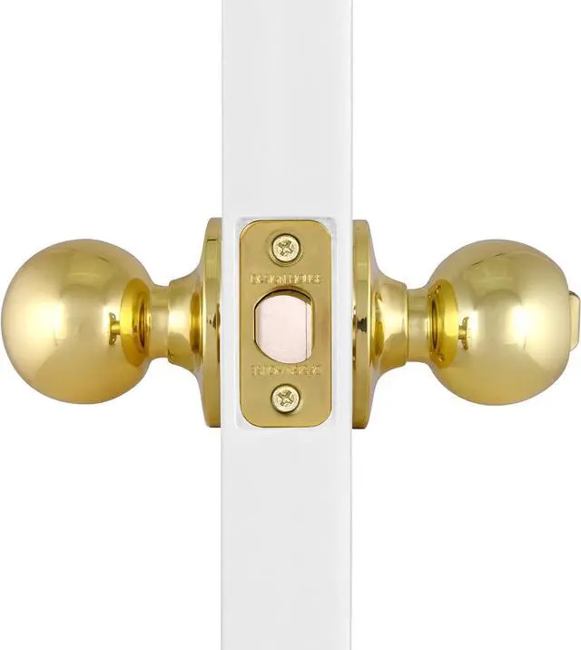 Alt view image 3 of 7 - Ball Polished Brass Privacy Bed/Bath Door Knob