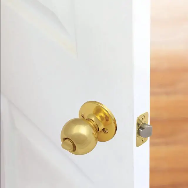 Alt view image 7 of 7 - Ball Polished Brass Privacy Bed/Bath Door Knob