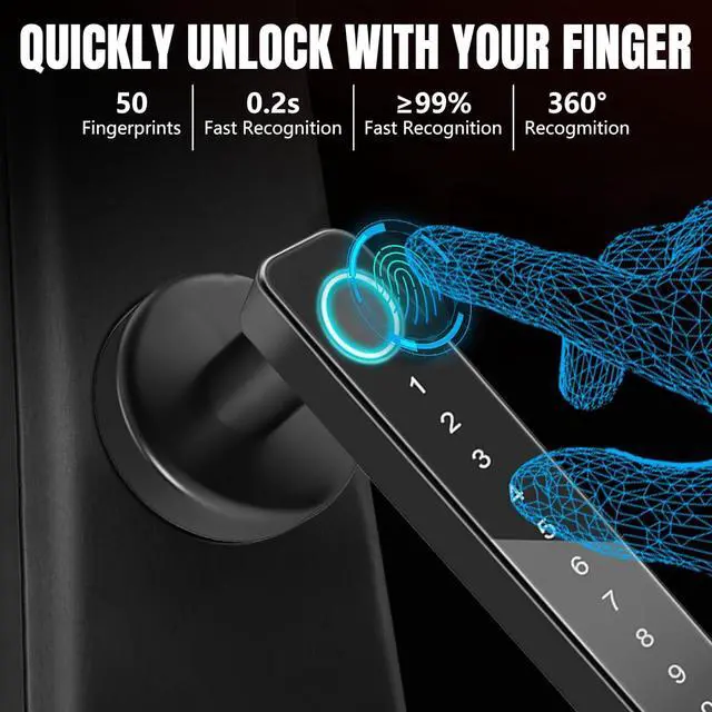 Alt view image 5 of 6 - Fingerprint Door Lock, Fingerprint Door Knob, Smart Door Knob, Keyless Entry Keypad Door Lock with Biometric Door Handle for Bedroom Office Apartment