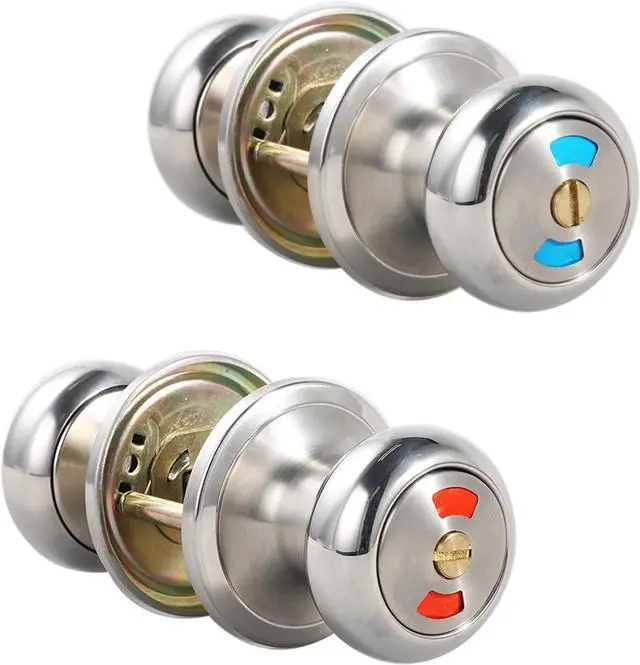 Main image of Bathroom Door Lock Knob, Color Indicator for Vacant or Occupied in Use Restroom, Thumbturn, Emergency Unlock, Fits Standard 2 1/8" Doors