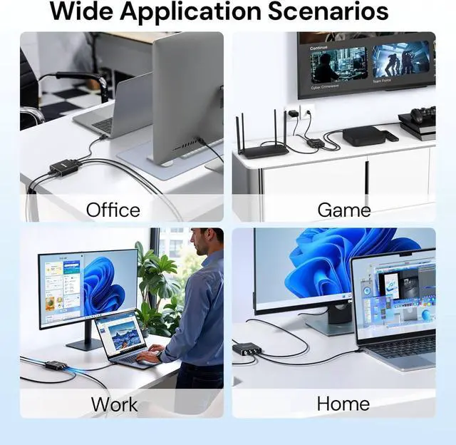 Alt view image 6 of 7 - Ethernet Splitter 1 to 3 1000Mbps, Dockteck Internet Cable Splitter 1 in 3 Out High Speed Switch Network Gigabit for LAN RJ45 Port Router Switch Work with Cat5/5e/6/7/8 Cable