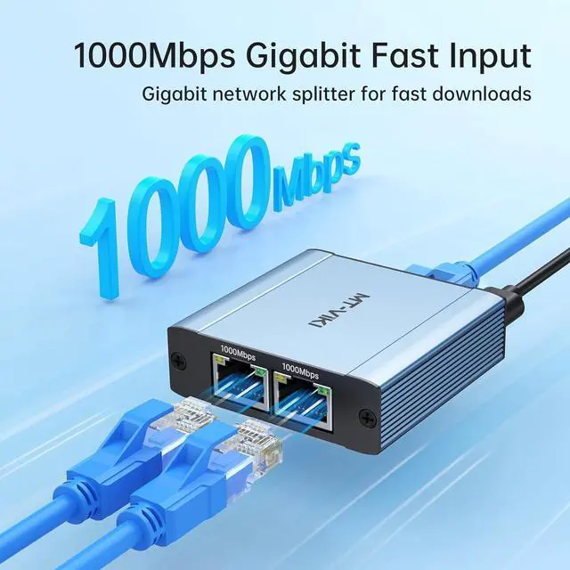 Alt view image 2 of 6 - MT-VIKI Ethernet Splitter 1 to 2 High Speed 1000Mbps, Gigabit Dual RJ45 Splitter Adapter for Cat5/5e/6/7/8 Cable [2 Devices Simultaneously Networking]