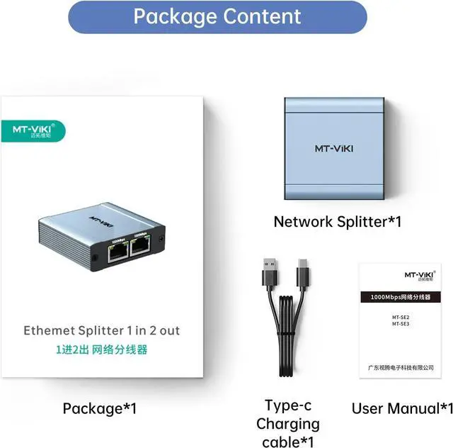 Alt view image 6 of 6 - MT-VIKI Ethernet Splitter 1 to 2 High Speed 1000Mbps, Gigabit Dual RJ45 Splitter Adapter for Cat5/5e/6/7/8 Cable [2 Devices Simultaneously Networking]