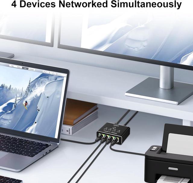 Alt view image 2 of 7 - Gigabit Ethernet Splitter 1 to 4 - Network Splitter with USB Power Cable, 1000Mbps High Speed RJ45 Internet Splitt-er Adapter for Cat 5/5e/6/7/8 Cable [4 Devices Networked Simultaneously]