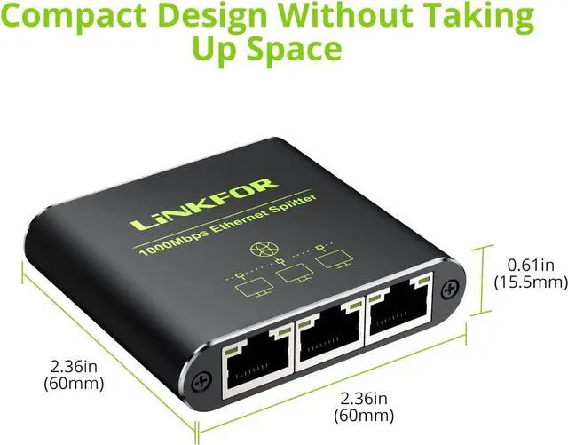 Alt view image 7 of 7 - LiNKFOR Ethernet Splitter 1 in 3 Out,1000Mbps High Speed Splitter RJ45 Network Extension Connector with USB Type C Cable Gigabit Ethernet Switch Network Sharing for Cat8 Cat7 Cat6 Cat5 Cat5e