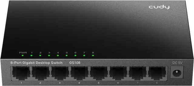 Main image of Cudy GS108 8 Port Gigabit Unmanaged Ethernet Network Switch , Ethernet Splitter Plug & Play Fanless Metal Design Shielded Ports Traffic Optimization