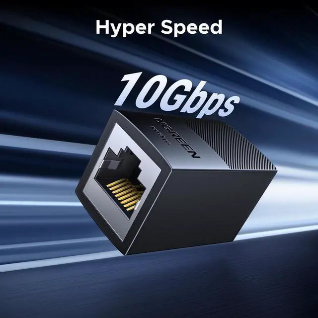 Alt view image 2 of 7 - UGREEN Ethernet Extender 10Gbps,2 Pack Ethernet Coupler with PoE Support, 328ft Long Distance Extend, Compatible with Cat8 Cat7 Cat6 Cat5 Cable, Black