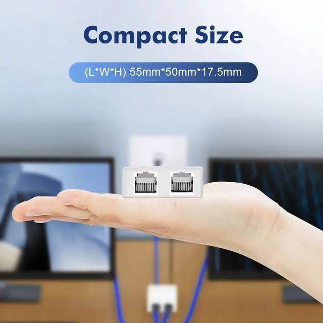 Alt view image 7 of 7 - Binardat 1 to 2 Gigabit Network Splitter, 3 Port Gigabit Ethernet Switch, Type-C Power Supply, Mini Size Plug and Play (White)