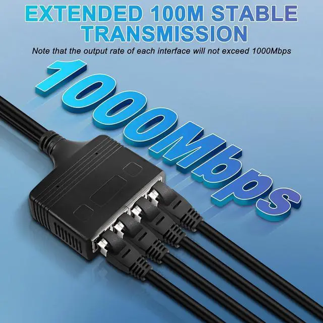 Alt view image 3 of 5 - Ethernet Splitter 1 to 4 High Speed, RJ45 Network 1 to 4 Port Ethernet Adapter Splitter [4 Devices Simultaneous Networking],1000Mbps Extension Connector for Cat5/5e/6/7/8 Cable