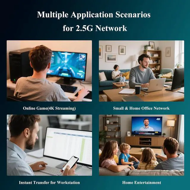 Alt view image 7 of 7 - 6-Port 2.5G Ethernet Switch Unmanaged | 4x2.5G RJ45 + 2x10G SFP | 60G Bandwidth | Plug & Play for NAS, Gaming PC, 4K Video, WiFi 6/7 Routers/ 2.5G Server | Multi-Gigabit Metal Desktop Hub