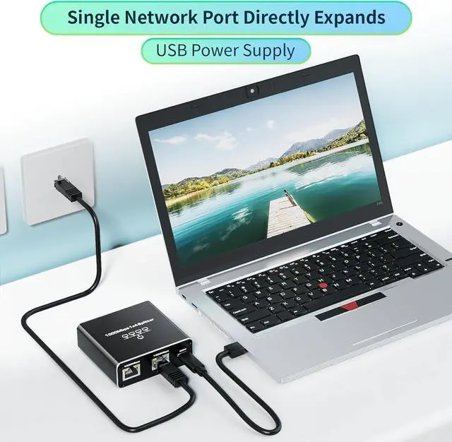Alt view image 5 of 7 - Ethernet Splitter 1 to 4 High Speed 1000Mbps, BolAAzuL Gigabit RJ45 Splitter Adapter 1 in 4 Female Out, LAN/Internet Cable Cat 8/7/6/5/5e Network Splitter 1x4 | Plug&Play | with USB Power Cable